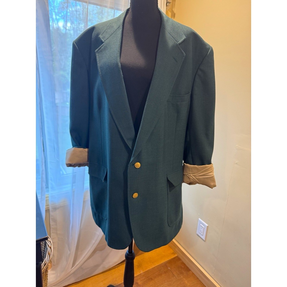Vintage Stafford Men's Women's Green Tuxedo Blazer XL Wool Blend 2-Button